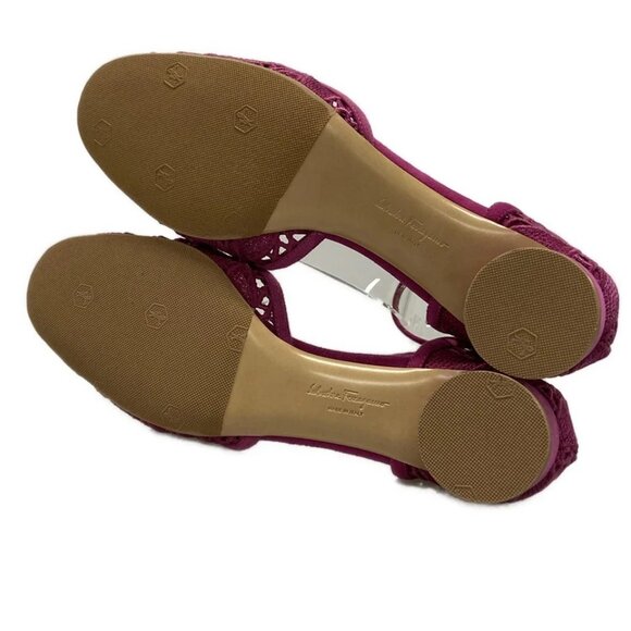 Salvatore Ferragamo - Fuchsia Pink Suede Chemical Fiber Women's Pumps 217-081625 - Picture 4 of 6